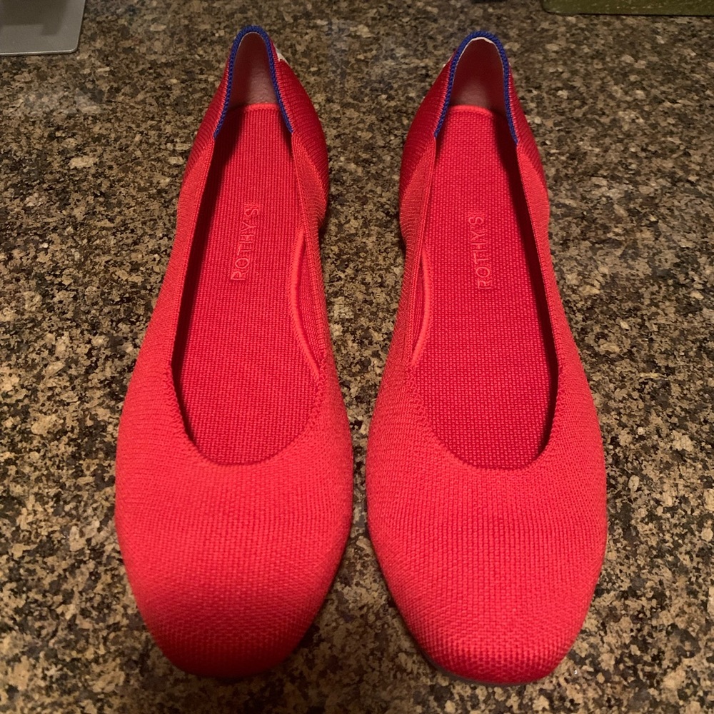 Rothy’s Cardinal Red Square Toe Flats
